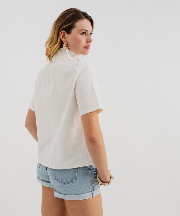 Blouse à manches courtes avec volants sur le col femme vue3 - GEMO(FEMME PAP) - GEMO