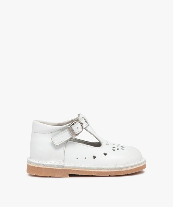 Babies bébé fille dessus cuir uni motifs perforés vue1 - GEMO(BEBE DEBT) - GEMO