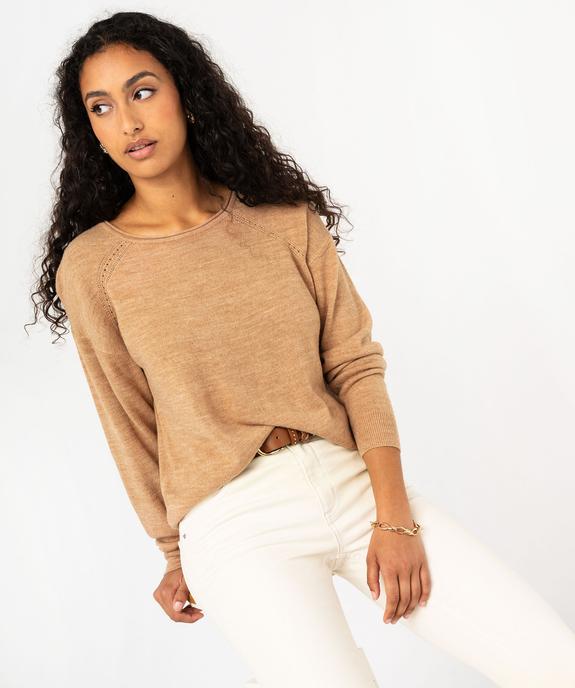 Pull fin à col rond finitions roulottée femme vue1 - GEMO(FEMME PAP) - GEMO
