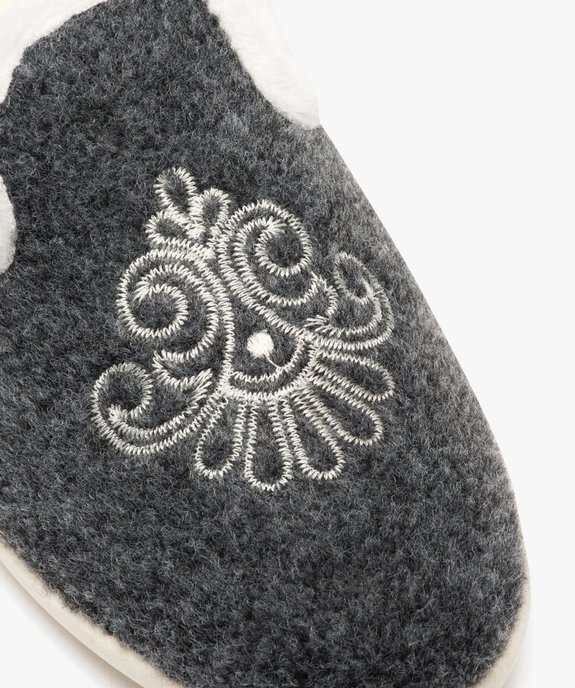 Chaussons femme pantoufles confort en feutrine brodée vue6 - G'FLEX - GEMO