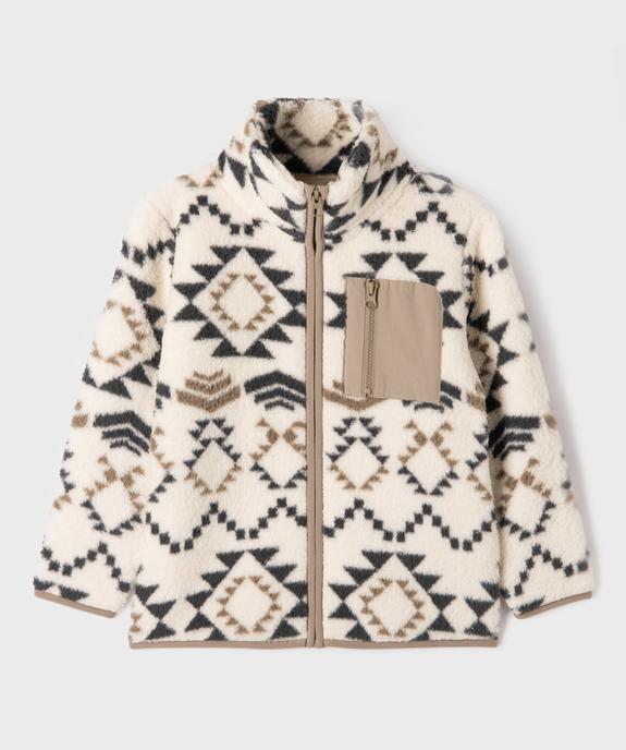 Sweat zippé à col montant en sherpa garçon vue1 - GEMO (ENFANT) - GEMO