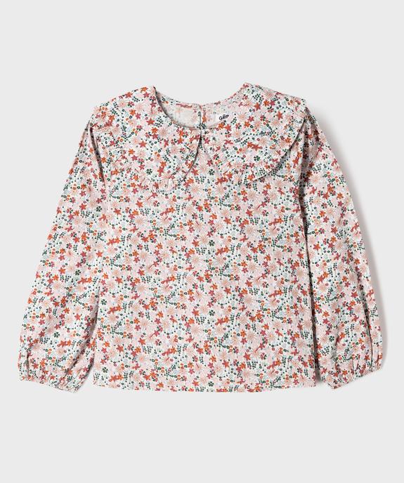 Chemise à motifs fleuris avec grand col Claudine fille vue1 - GEMO (ENFANT) - GEMO