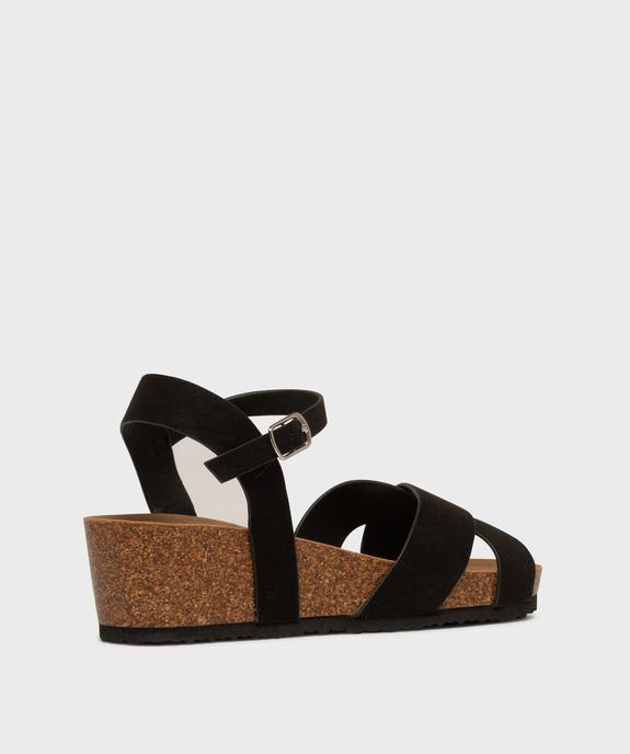 Sandales à talon compensé et larges brides croisées en suédine femme - Valentina Baldano vue4 - VALENTINA BALDA - GEMO