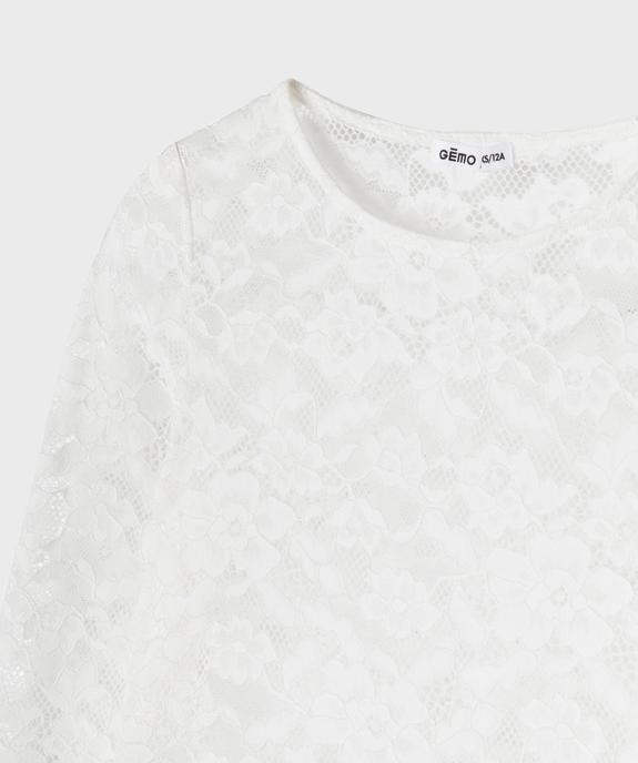 Tee-shirt manches longues en dentelle fille vue2 - GEMO (JUNIOR) - GEMO