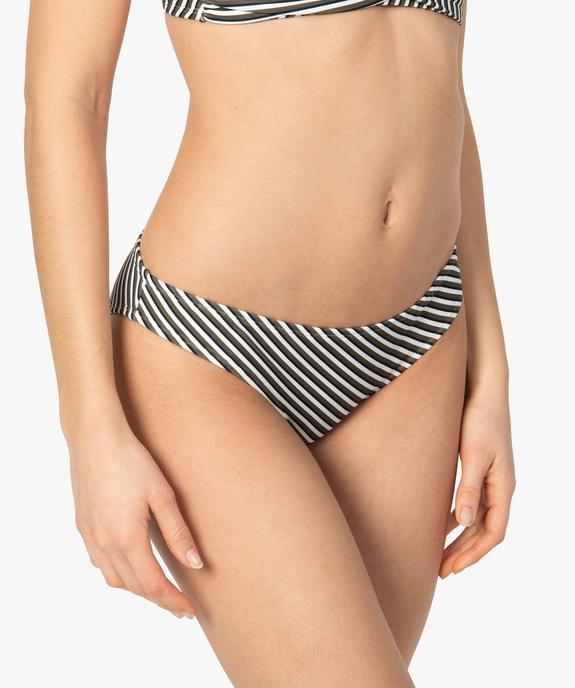Bas de maillot de bain femme à rayures tricolores vue1 - GEMO (PLAGE) - GEMO