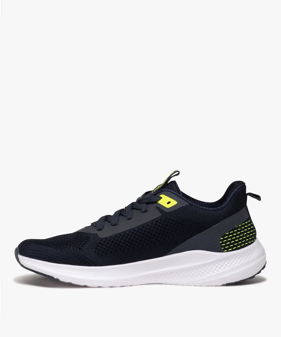 Baskets homme unies à lacets dessus en mesh avec détails fluo - Slazenger vue3 - SLAZENGER - GEMO