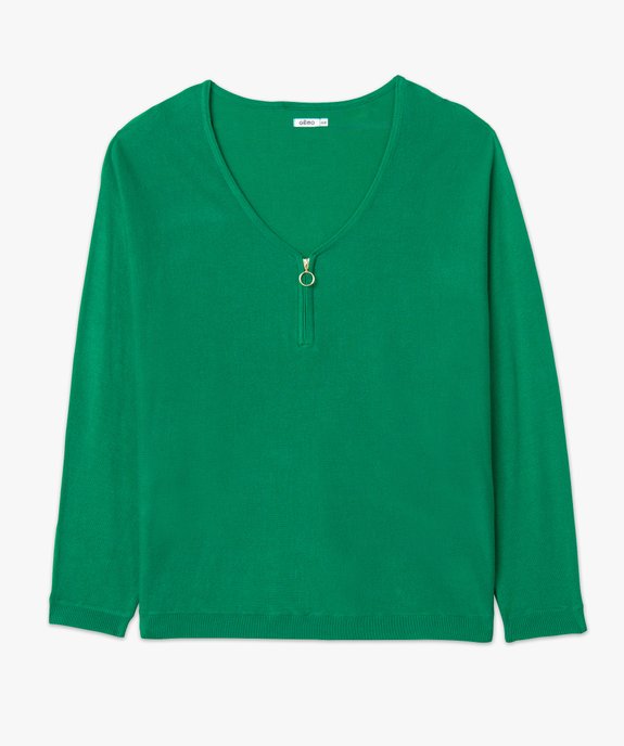 Pull fin avec col V zippé femme grande taille vue4 - GEMO 4G GT - GEMO