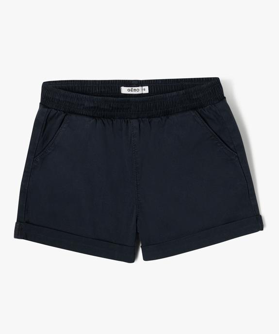 Short ample avec taille élastique en coton stretch fille vue1 - GEMO (ENFANT) - GEMO