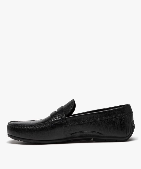 Mocassins homme dessus uni en cuir Penny Loafer - Taneo vue3 - TANEO - GEMO