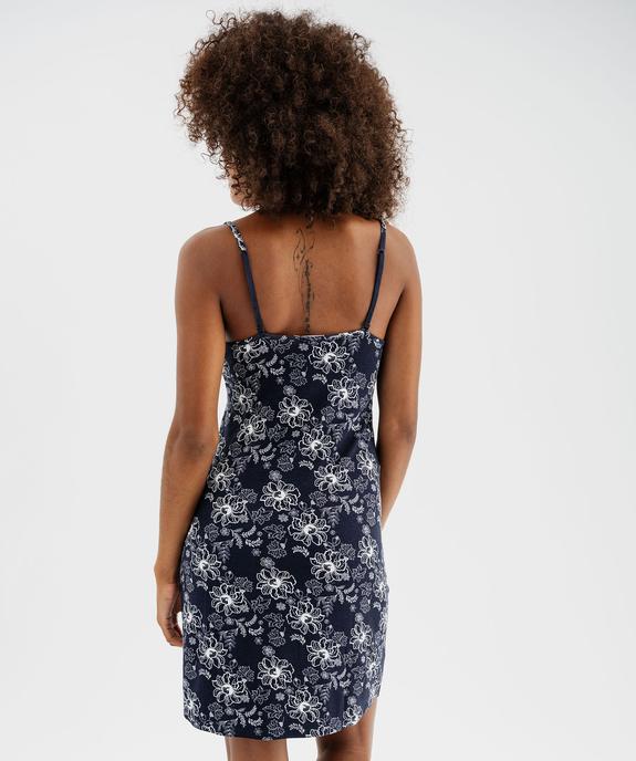 Nuisette en viscose avec col V dentelle et fines bretelles femme vue3 - GEMO 4G FEMME - GEMO