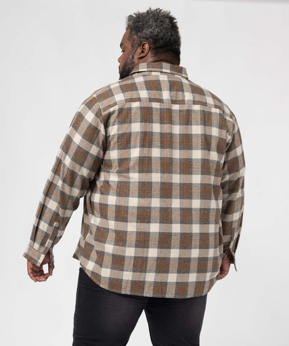 Chemise homme grande taille à manches longues et carreaux vue3 - GEMO (G TAILLE) - GEMO