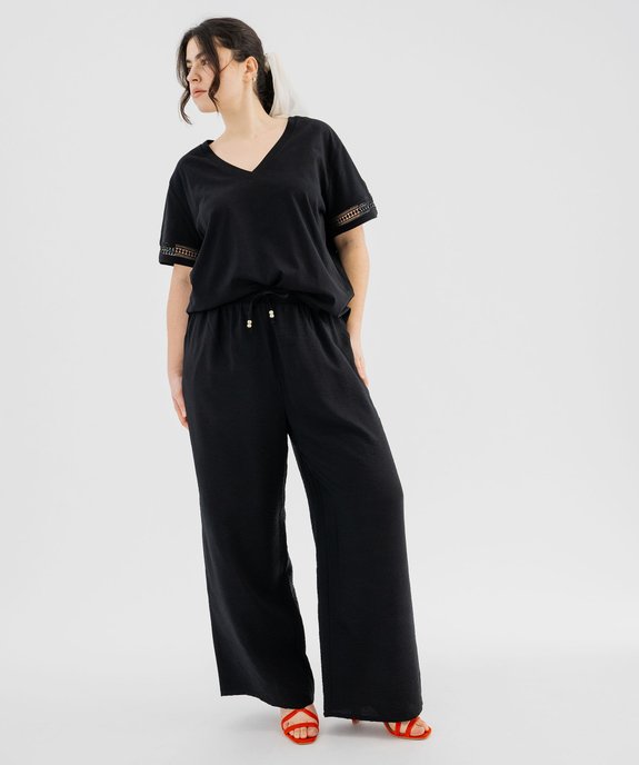 Tee-shirt manches courtes avec détails brodés femme grande taille vue4 - GEMO 4G GT - GEMO