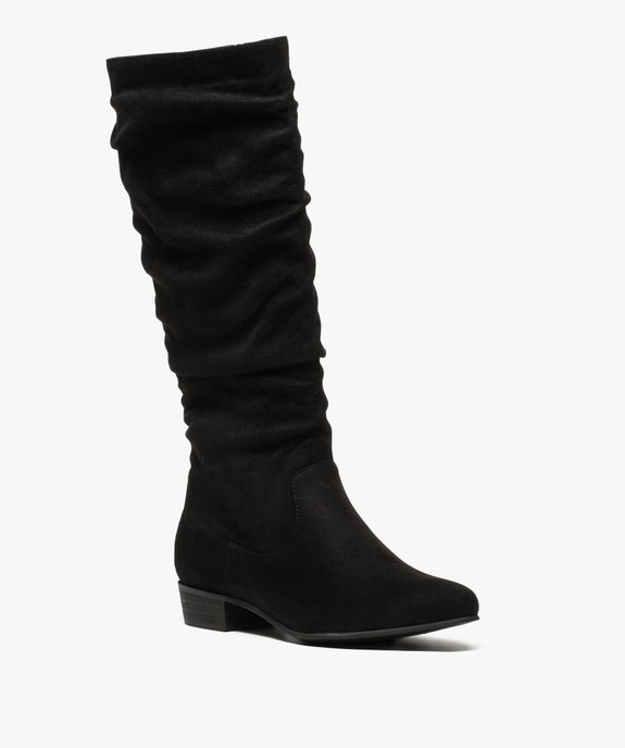 Bottes femme unies en suédine tige drapée vue2 - GEMO (CASUAL) - GEMO