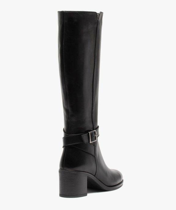 Bottes femme à talon dessus cuir uni et bride à boucle - Tanéo vue4 - TANEO - GEMO