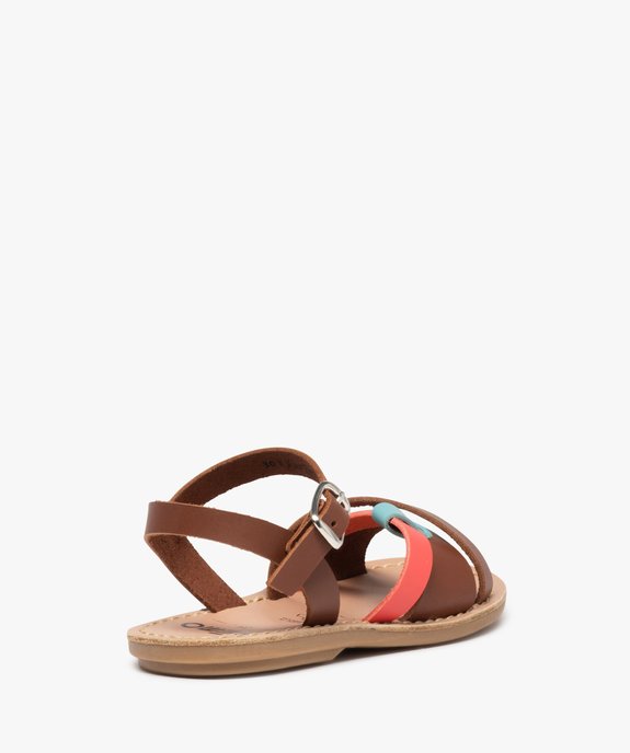 Sandales fille à brides en cuir coloré vue4 - GEMO (ENFANT) - GEMO