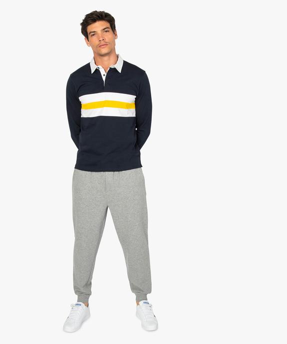 Polo homme à manches longues avec bandes contrastantes vue5 - GEMO (HOMME) - GEMO