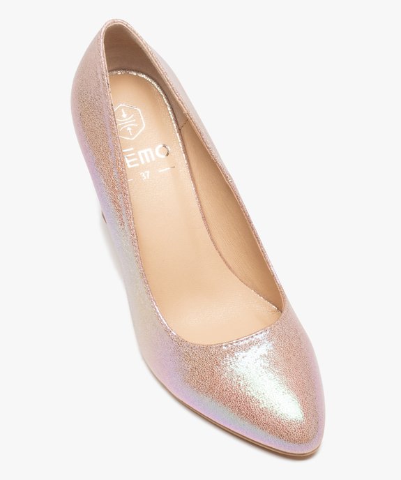 Escarpins femme a talon haut dessus irise rose GEMO