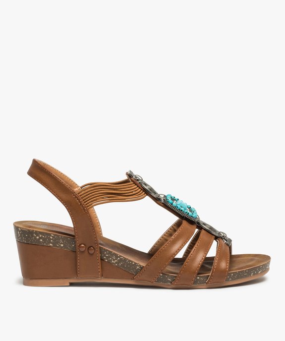 Sandales femme à talon dessus uni orné de perles et métal vue1 - GEMO(URBAIN) - GEMO