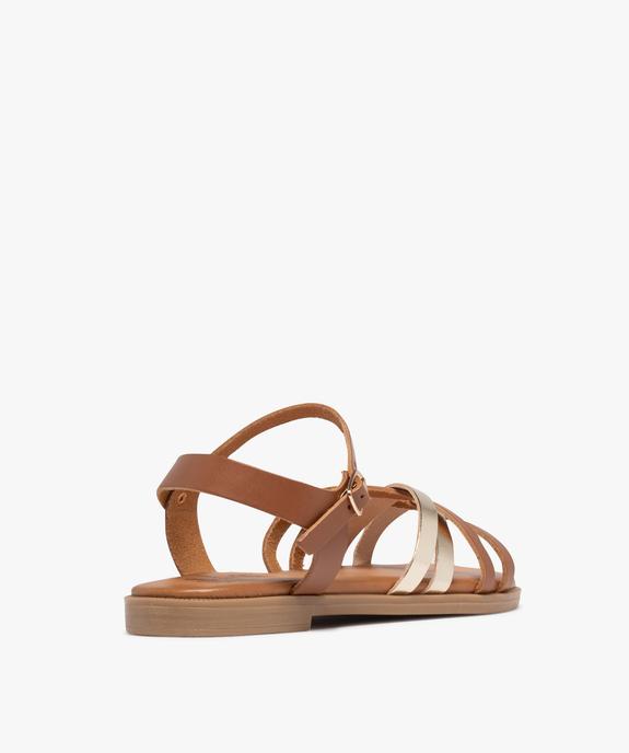 Sandales plates à brides en cuir entrecroisées femme - Tanéo vue4 - TANEO - GEMO