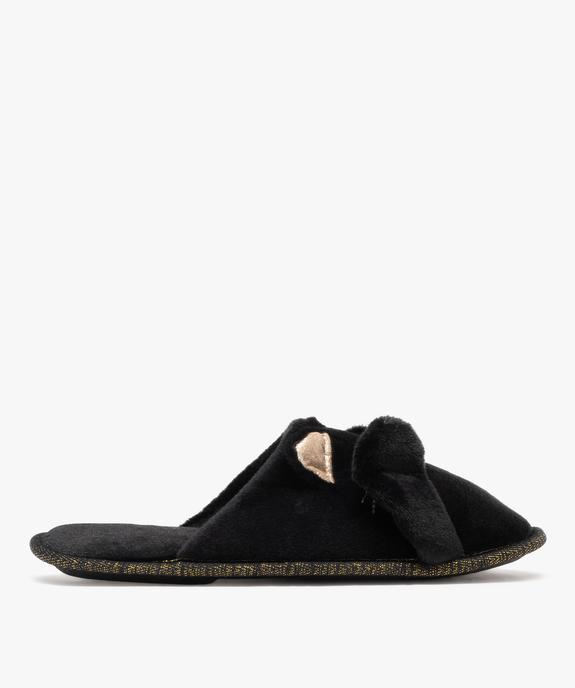 Chaussons mules en velours motif chat femme vue2 - GEMO(HOMWR FEM) - GEMO