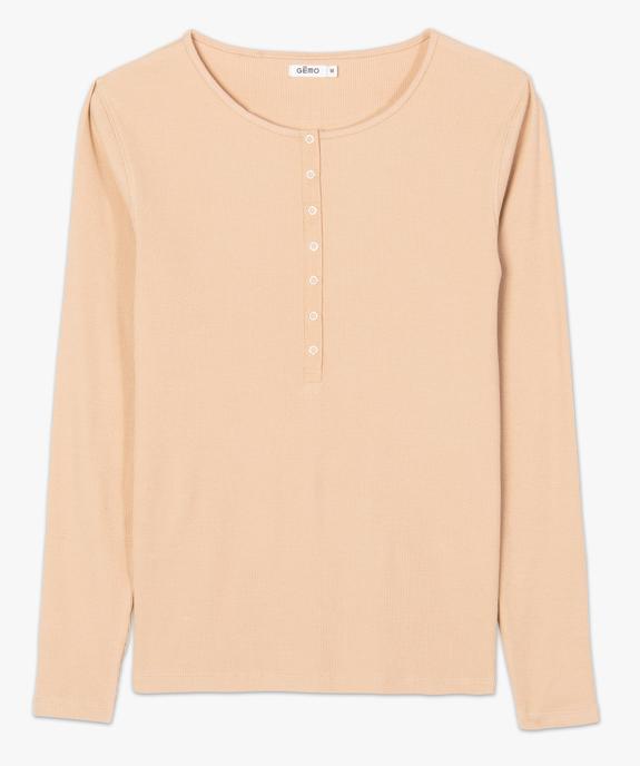 Tee-shirt femme à manches longues en maille côtelée vue4 - GEMO(FEMME PAP) - GEMO