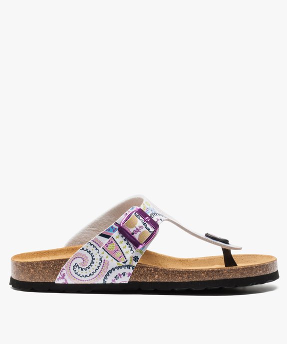 Sandales femme avec entre-doigt et imprimé fleuri vue3 - GEMO (CASUAL) - GEMO