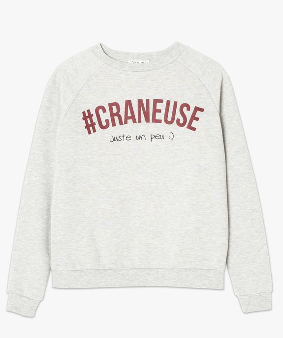 Sweat femme molletonné et imprimé à manches raglan vue4 - FOLLOW ME - GEMO