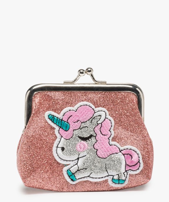 Porte-monnaie fille pailleté broderie licorne vue1 - GEMO (ACCESS) - GEMO