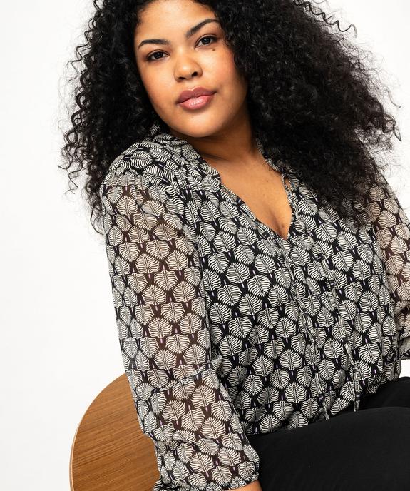 Blouse grande taille à manches longues en voile femme vue1 - GEMO (G TAILLE) - GEMO