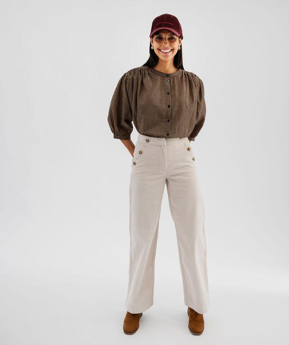 Pantalon large en velours côtelé à pont décoratif femme vue4 - GEMO(FEMME PAP) - GEMO