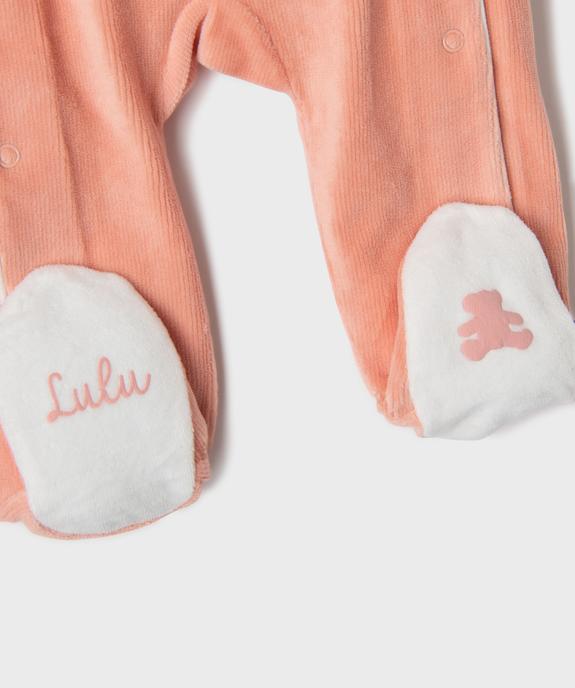Pyjama en velours ouverture devant bébé fille - LuluCastagnette vue3 - LULU CASTAGNETTE GEMO FOR GOOD - GEMO