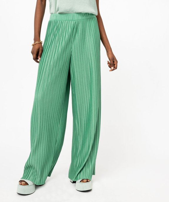 Pantalon large en maille plissée femme vue1 - GEMO(FEMME PAP) - GEMO
