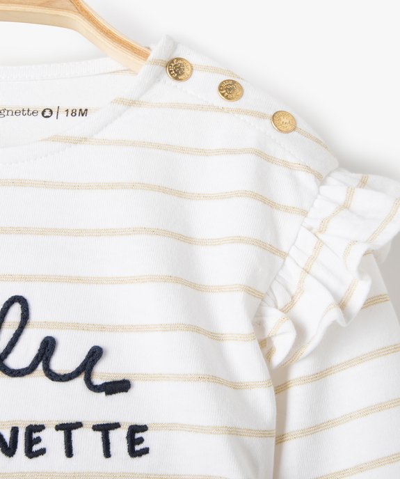Tee-shirt bébé fille rayé à manches longues - LuluCastagnette vue2 - LULUCASTAGNETTE - GEMO