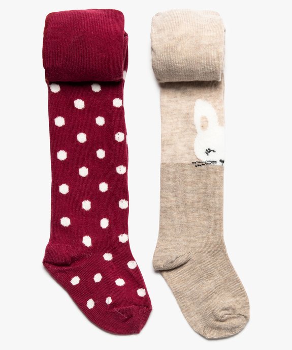 Collants à motifs lapins et motifs pois pour bébé fille (lot de 2) vue1 - GEMO(BEBE DEBT) - GEMO
