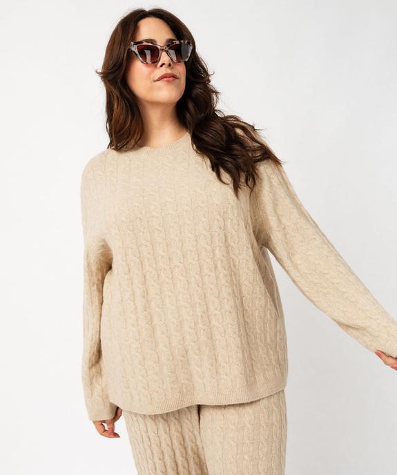 Pull torsadée en laine femme grande taille vue1 - GEMO (G TAILLE) - GEMO