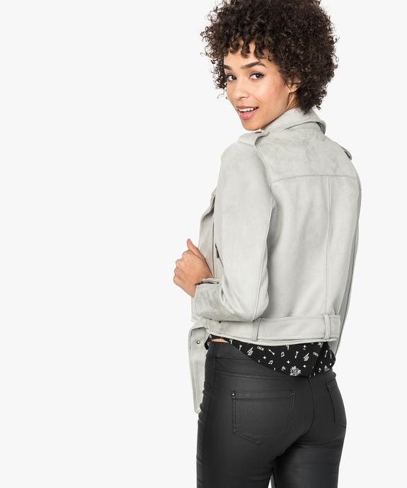 Blouson style perfecto aspect suédine vue3 - FOLLOW ME - GEMO
