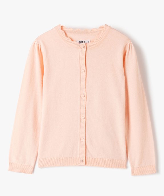 Gilet fille en maille fine à col fantaisie vue2 - GEMO (ENFANT) - GEMO
