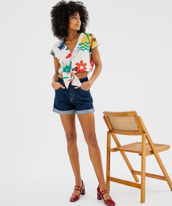 Blouse sans manches loose imprimée à nouer femme vue4 - GEMO(FEMME PAP) - GEMO