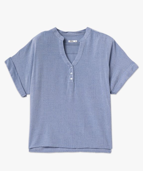 Blouse manches courtes coupe loose en viscose froissée femme vue4 - GEMO(FEMME PAP) - GEMO