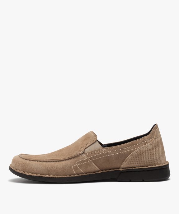 Mocassins homme confort dessus cuir retourné uni vue3 - ZEN AIR - GEMO