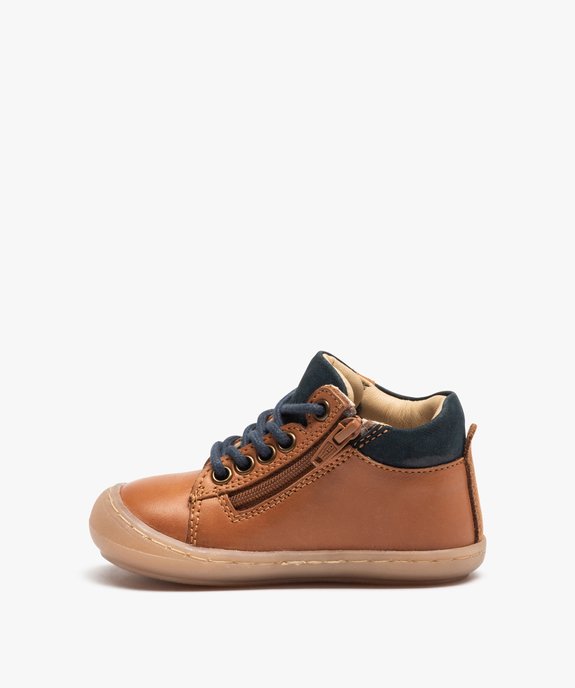 Chaussures premiers pas bébé garçon à lacets et zip – NA! vue3 - NA! - GEMO