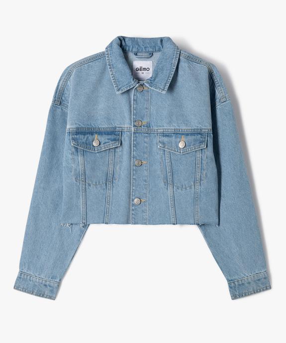 Veste en jean loose et raccourcie fille vue2 - GEMO 4G FILLE - GEMO