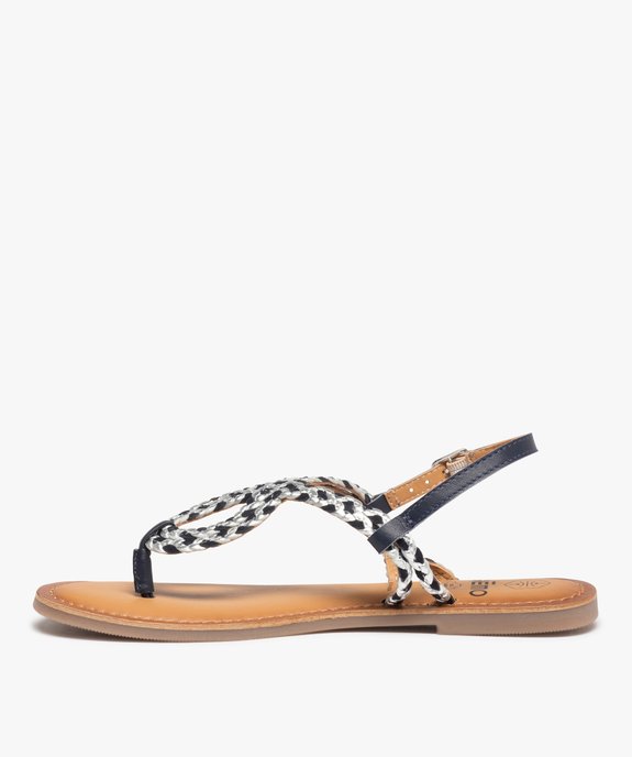 Sandales femme à talon plat et brides tressées en cuir vue3 - GEMO (CASUAL) - GEMO