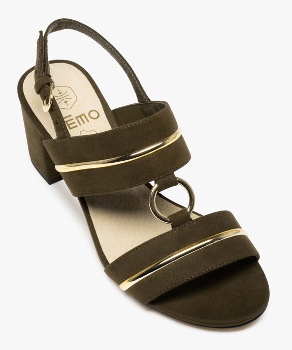 Sandales femme à talon dessus suédé avec détails métallisés  vue5 - GEMO(URBAIN) - GEMO