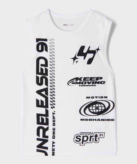 Tee-shirt de sport sans manches en maille légère et respirante imprimée garçon vue1 - GEMO (JUNIOR) - GEMO