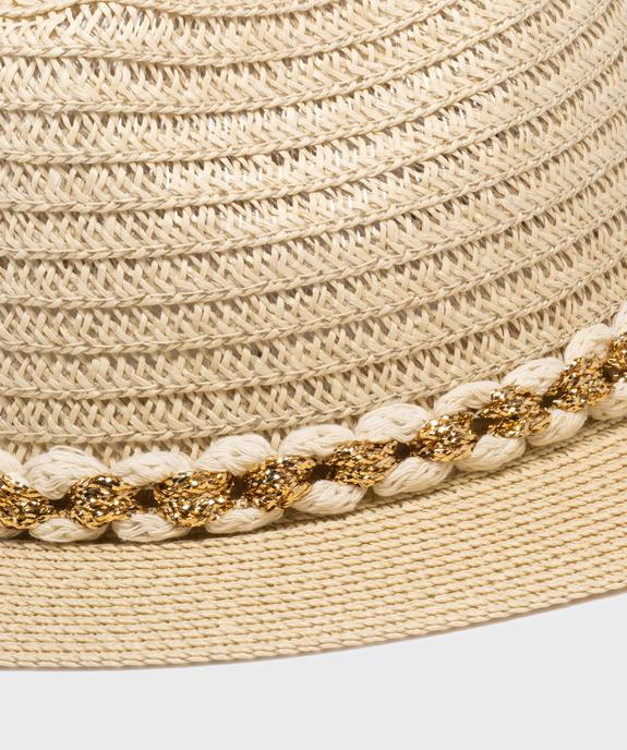 Chapeau de paille fedora avec ruban doré femme vue2 - GEMO (ACCESS) - GEMO