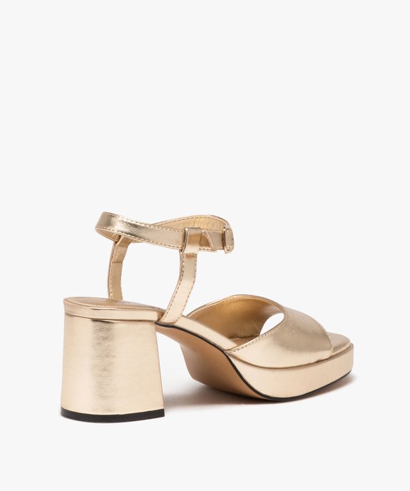 Sandales femme à talon flare métallisées avec bride cheville vue5 - GEMO(URBAIN) - GEMO