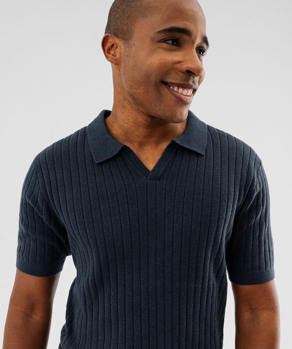 Polo en maille côtelée à encolure ouverte homme vue2 - GEMO 4G HOMME - GEMO