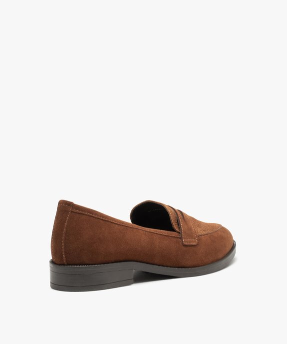 Mocassins dessus cuir avec empiècement scintillant femme - Tanéo vue4 - TANEO - GEMO