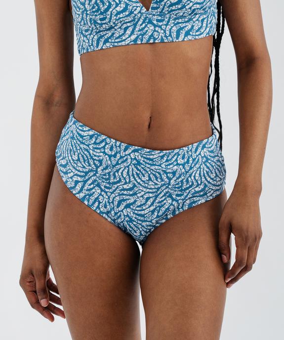 Bas de maillot de bain taille haute en maille gaufrée femme vue1 - GEMO (PLAGE) - GEMO